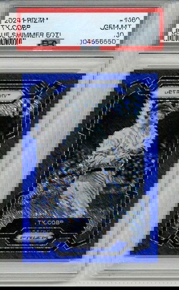 2024 PANINI PRIZM BLUE SHIMMER FOTL #160 TY COBB DETROIT TIGERS /15 PSA 10