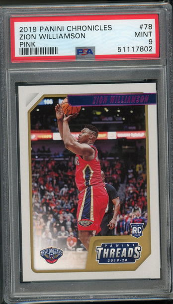 2019 Chronicles Threads Pink Zion Williamson PSA 9 