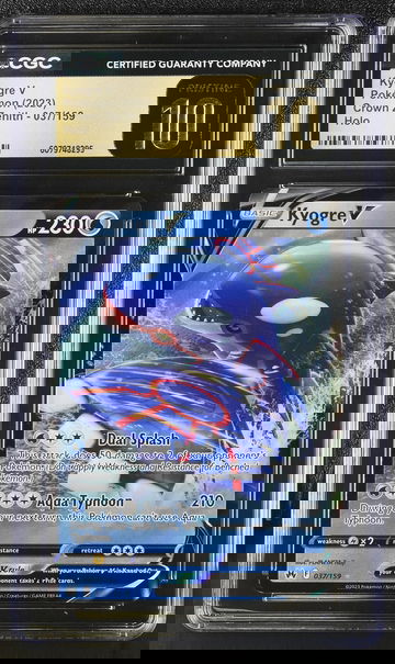 2023 Pokémon Sword & Shield Crown Zenith Kyogre #037/159 V Holo CGC Pristine 10