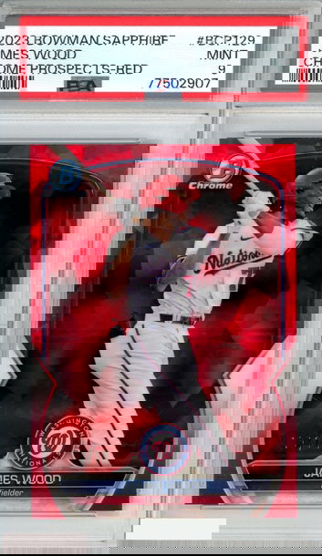 2023 BOWMAN SAPPHIRE CHROME PROSPECTS JAMES WOOD #BCP129 RED 10 OF 10 RC PSA 9