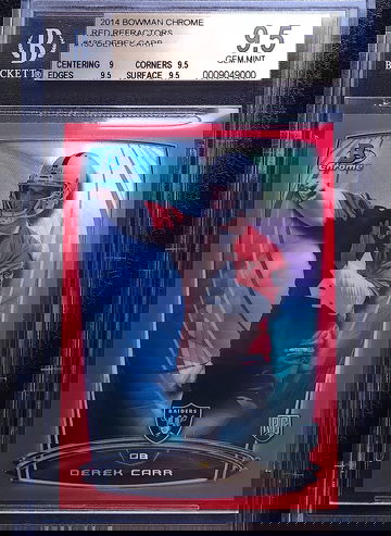 DEREK CARR 2014 BOWMAN CHROME RED REFRACTOR ROOKIE /25 BGS 9.5 GEM 
