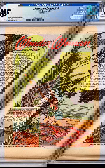 SENSATION COMICS #26 CGC -NG- WONDER WOMAN STORY HG PETER ART -COVERLESS- 1944