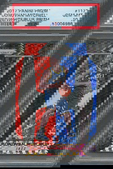2017 Prizm Red White & Blue DONOVAN MITCHELL RC #117 PSA 10