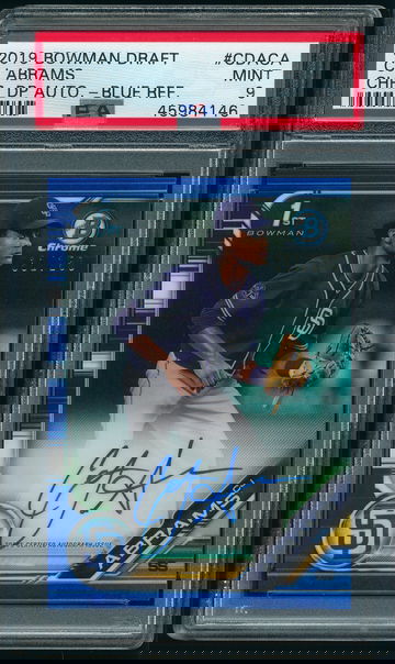 2019 Bowman Chrome Draft CJ Abrams Blue Refractor Auto /150 PSA 9 Mint