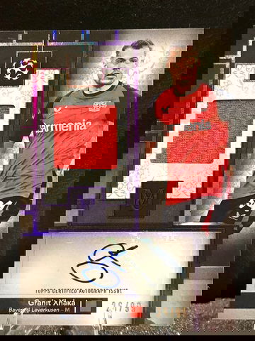 2024-25 Topps Museum UEFA  WORN Patch Auto  GRANIT XHAKA  /99  Bayer 04 Leverkusen