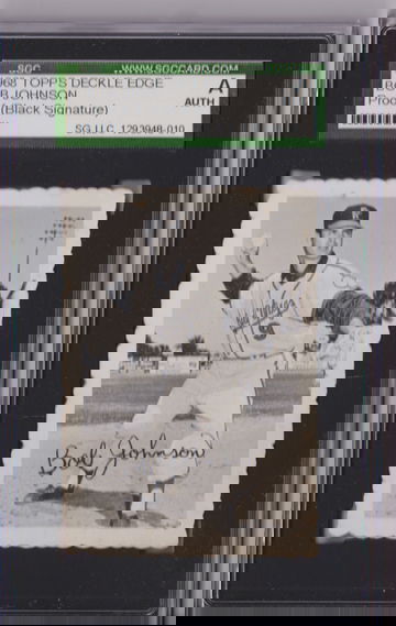 1968 Topps Deckle Edge Proof Bob Johnson Black Signature SGC Authentic P1252