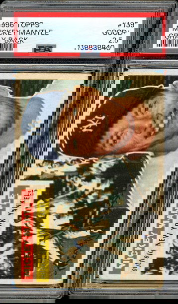 1956 Topps Mickey Mantle Gray Back HOF New York Yankees PSA 2.5 GD+