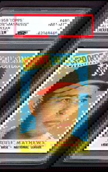 1958 Topps #480 EDDIE MATHEWS All Star PSA 8 NM/MT