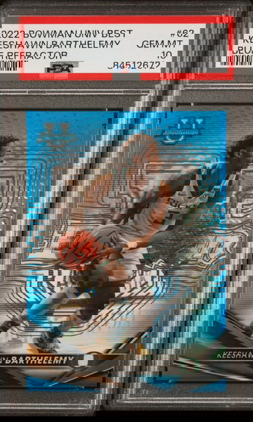 2022 Bowman U Best Blue Refractor Keeshawn Barthelemy #62 /150 PSA 10