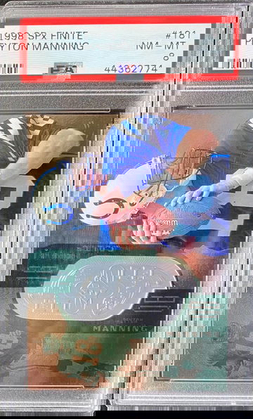 1998 PEYTON MANNING SPx FINITE ROOKIE SP #181  RC #’d 1291 / 1998 PSA 8 NM-MT