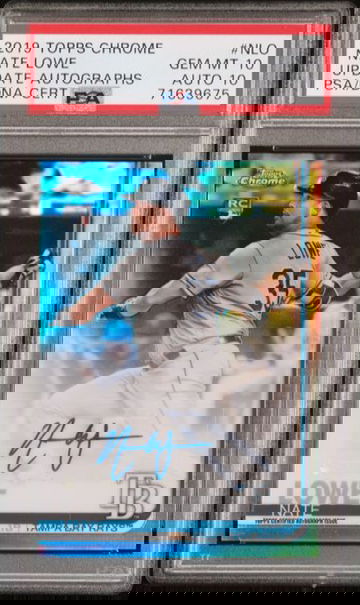 2019 TOPPS CHROME UPDATE NATE LOWE ROOKIE REFRACTOR AUTO PSA 10 GEM MINT