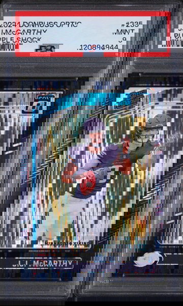 2024 Donruss Optic Rated Rookie Purple Shock JJ Mccarthy #235 PSA 9