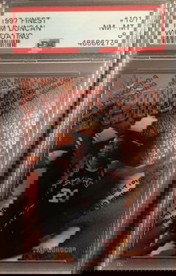 1997 Topps Finest Tim Duncan RC w/Coating PSA 8 NM-MT