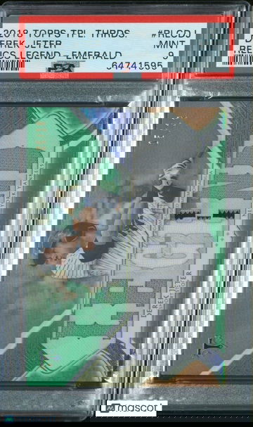 Derek Jeter 2018 Topps Triple Threads Legend Relics Emerald #RLCDJ   /18   PSA 9