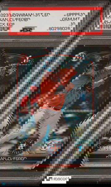 2023 Bowman 1st Edition Ryan Clifford BLACK FOIL #/10 Mets #BPPF10 PSA 10