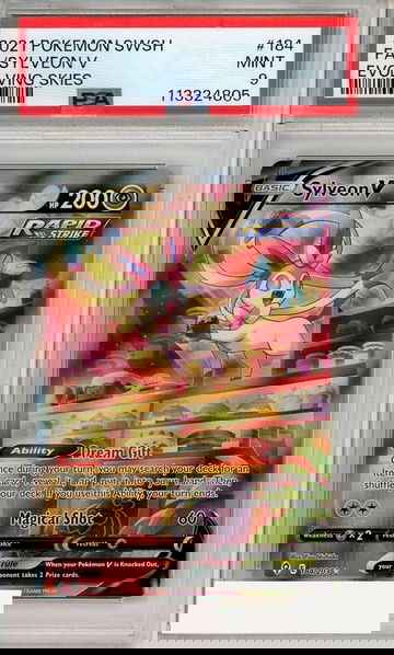 2021 POKEMON SWORD SHIELD EVOLVING SKIES FA SYLVEON V #184 PSA 9 MINT