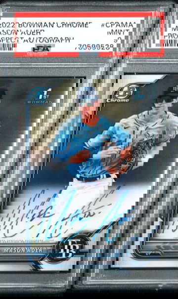 PSA 9 2020 Bowman Chrome Autographs Mason Auer