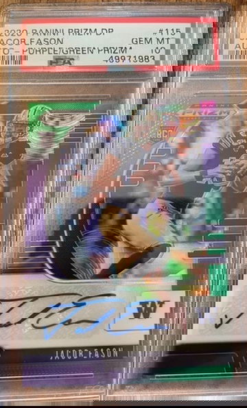2020 Panini Prizm Draft Auto Purple Green Prizm Jacob Eason PSA 10 Gem Mint 