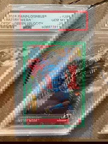 2018 Donruss Optic Timothy Weah Green Velocity Rated Rookie  /200 PSA 10
