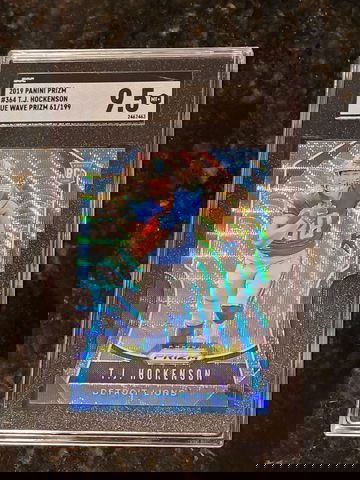 2019 TJ HOCKENSON PANINI PRIZM BLUE WAVE REFRACTOR /199 ROOKIE RC SGC 9.5 #364