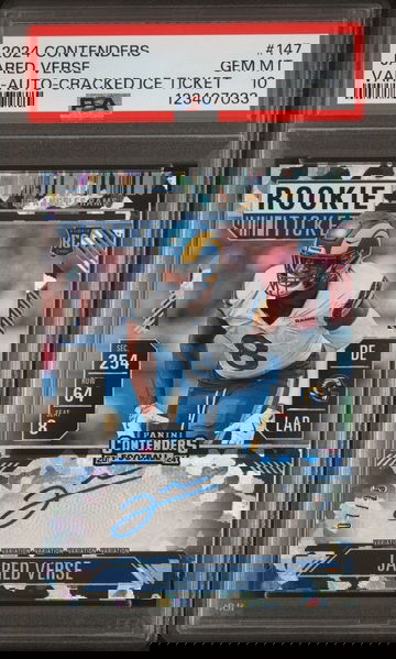 2024 Panini Contenders Jared Verse Variation Cracked Ice Auto RC Rookie Ticket /25 PSA 10 POP 1