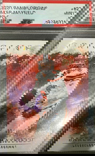 2020 Panini Origins FOTL Purple 6/17 Baker Mayfield #82 PSA 9 Mint Jersey # SSP