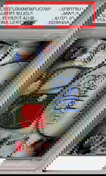 2022 TOPPS DIA ICONS SING PLR DUAL AUTO REL ALBERT PUJOLS #SPDTPUJ PSA 9 MINT   AUTOGRAPH GRADE GEM MT 10