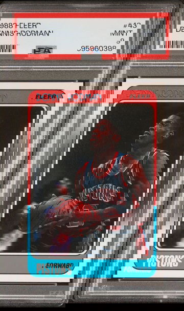 1988 Fleer Basketball #43 Dennis Rodman Detroit Pistons RC Rookie HOF PSA 9