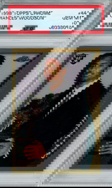 CHARLES WOODSON 1998 Topps Chrome #44 PSA 10 GEM Mint Rookie Card RC Raiders HOF