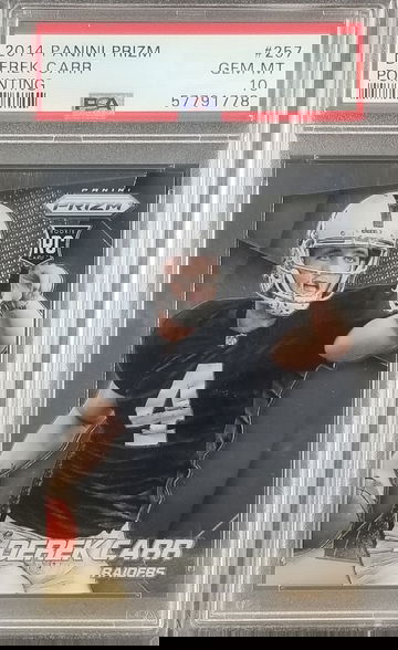 2014 Panini Prizm Football Derek Carr Rookie RC Pointing Variation PSA 10 GEM MT