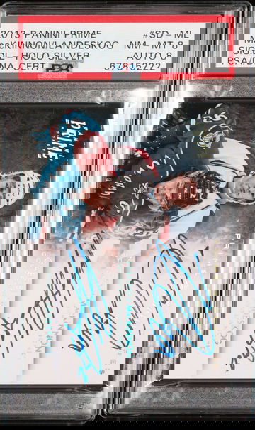 2013 Panini Prime Signatures Dual SD-ML Nathan MacKinnon/Gabriel Landeskog Rookie Auto Holo Silver PSA