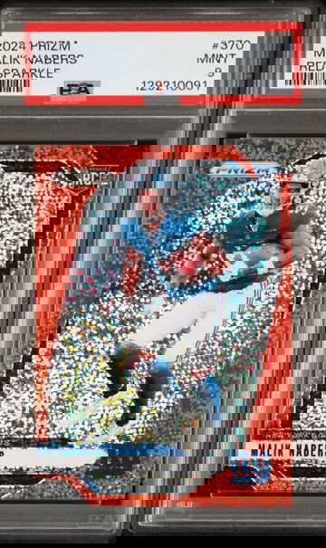 2024 Panini Prizm Red Sparkle Malik Nabers #370 PSA 9