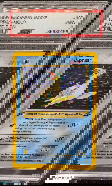1999 Pokemon Fossil Lapras Holo #10 1st Edition PSA 9