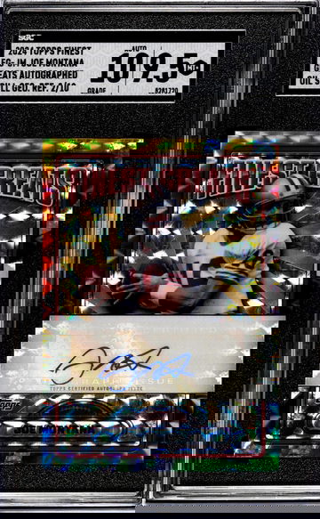 2024 Topps Finest #FG-JM Joe Montana Greats Auto. Oil Spill Geometric Refractor /10 SGC 9.5