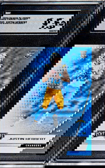 2020 Panini Playoff #203 Justin Herbert SGC 9.5 Mint + Chargers