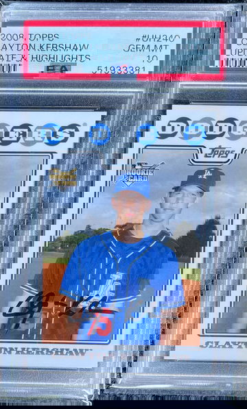 2008 Topps update and highlights Clayton kershaw #uh240 PSA 10 rookie rc