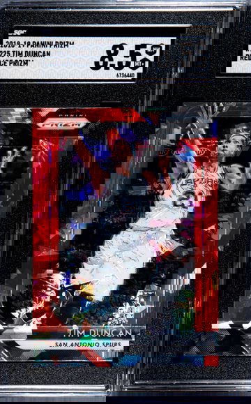 2018-19 PANINI PRIZM #225 TIM DUNCAN RED ICE PRIZM SGC 8.5