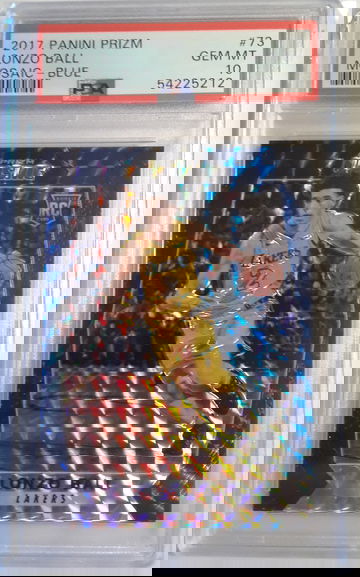 Lonzo Ball 2017-18 Prizm Mosaic Blue Mosaic Prizm Rookie Card PSA 10 Gem Mint #73.