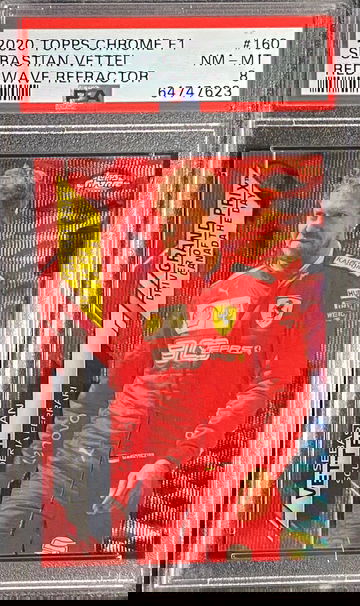 2020 Topps Chrome Sebastian Vettel Red Wave Refractor /5 #160 Formula 1 F1 PSA 8