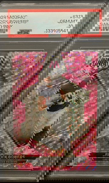 2024 Mosaic Brock Bowers Rookie Camo Pink Prizm PSA 10 Card No. 313