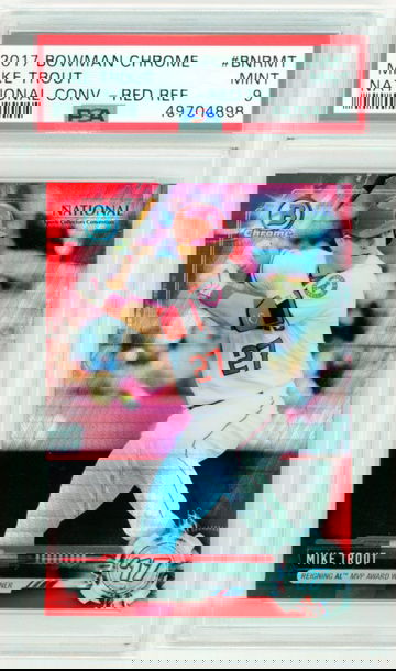 2017 Bowman Chrome BNRMT Mike Trout National Convention Red Refractor 07/10 PSA9