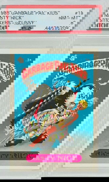 1985 Garbage Pail Kids #1a Glossy Nasty Nick PSA 8