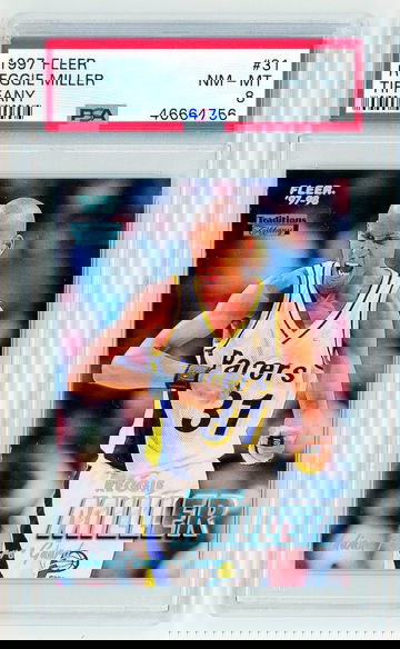 1997 Fleer Reggie Miller Tiffany PSA 8