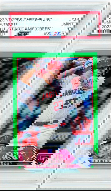 2023 Topps Chrome Update #18 Mike Trout 2023 All-Star Game-Green PSA 9 MINT!