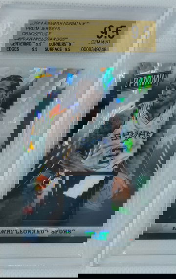 KAWHI LEONARD 2014 Panini National VIP Prizm Jersey Cracked Ice Patch #49 14/25! Clippers - BGS 9.5 Gem Mint