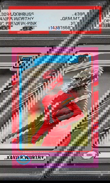 2024 Panini Donruss Optic Preview Pink Xavier Worthy #398 RC PSA 10
