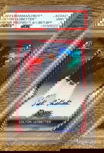 2023 Bowman Draft Colton Ledbetter Prospect Auto Red 1/5 PSA 9