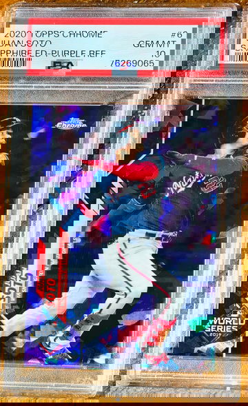 2020 Juan Soto World Series Purple Chrome Sapphire /10 PSA 10 Insane Rare Card 