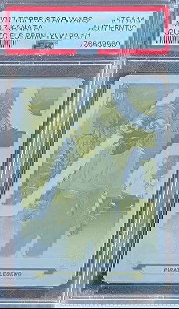 2017 Topps Star Wars Maz Kanata 1/1 Yellow Printing Plate Galactic Files Reborn #TFA14 - PSA Authentic