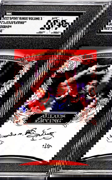 2022 Sports kings Vol 3 JULIUS ERVING Hand Numbered on Card Auto Red /50 SGC 9/10 POP 1 